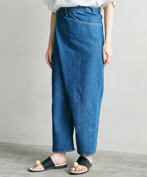 nitca（ニトカ）の「10ozデニム　おがみパンツ（デニムパンツ・レディース・インディゴブルー/キナリ/サックスブルー・FREE）」の4枚目の写真
