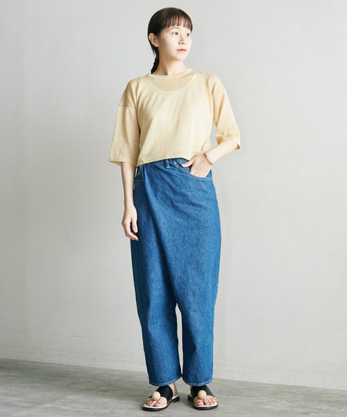 nitca（ニトカ）の「10ozデニム　おがみパンツ（デニムパンツ・レディース・インディゴブルー/キナリ/サックスブルー・FREE）」の15枚目の写真