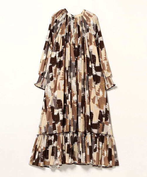 Ray BEAMS（レイビームス）の「RBS / プリント シャーリング ワンピース（ワンピース・レディース・イエロー系その他5/ダークブラウン・ONE SIZE）」の8枚目の写真