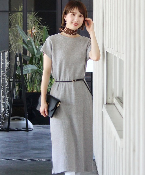ElegChic(エレグシック)の「ワッフルボタンワンピース(ワンピース・レディース・ブラック/グレー/オフホワイト・XL/M)」の9枚目の写真