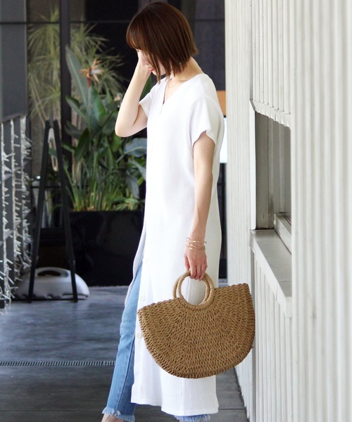 ElegChic(エレグシック)の「ワッフルボタンワンピース(ワンピース・レディース・ブラック/グレー/オフホワイト・XL/M)」の12枚目の写真