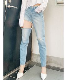 GYDA | SIDE RIPPEDペグトップデニムPT(デニムパンツ)