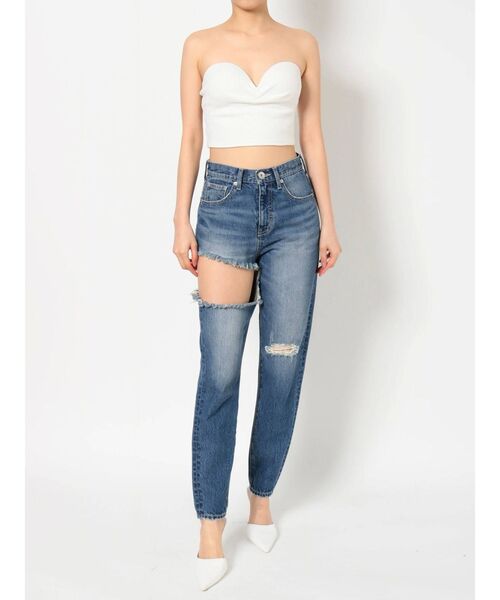 GYDA（ジェイダ）の「SIDE RIPPEDペグトップデニムPT（デニムパンツ・レディース・ライトブルー/ブルー・SMALL/MEDIUM/X-SMALL）」の9枚目の写真