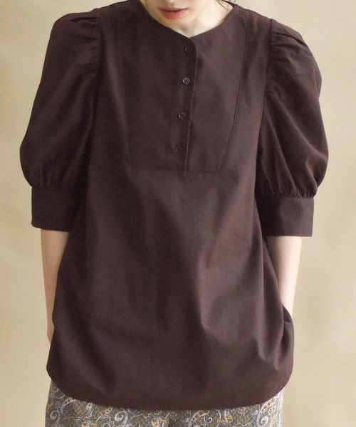 Alley by w closet(アリーバイダブルクローゼット)の「【Alley】ドレスシャツ風ブラウス(シャツ/ブラウス・レディース・ブラウン/キナリ/ライム・FREE)」の2枚目の写真