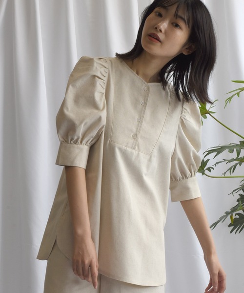 Alley by w closet(アリーバイダブルクローゼット)の「【Alley】ドレスシャツ風ブラウス(シャツ/ブラウス・レディース・ブラウン/キナリ/ライム・FREE)」の1枚目の写真