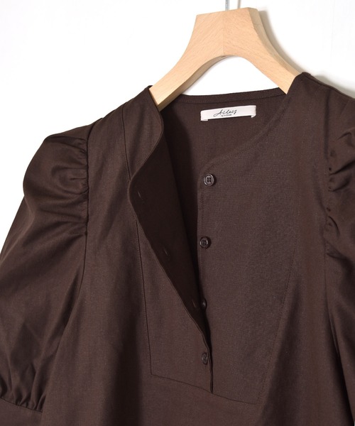 Alley by w closet(アリーバイダブルクローゼット)の「【Alley】ドレスシャツ風ブラウス(シャツ/ブラウス・レディース・ブラウン/キナリ/ライム・FREE)」の7枚目の写真