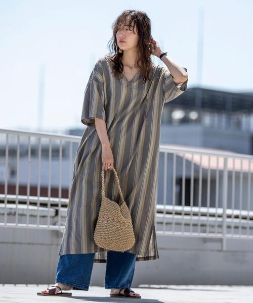 coen（コーエン）の「2WAYバックツイストストライプワンピース（ワンピース・レディース・ケリー/ダークグレー/シャーベット・LARGE/MEDIUM）」の22枚目の写真