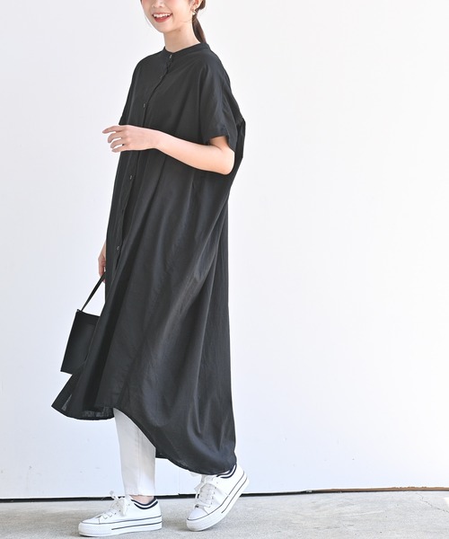 rps(アールピーエス)の「コットンキャンブリックシャツワンピース(シャツワンピース・レディース・チャコールグレー/オフホワイト/ブラック/ベージュ・M)」の3枚目の写真