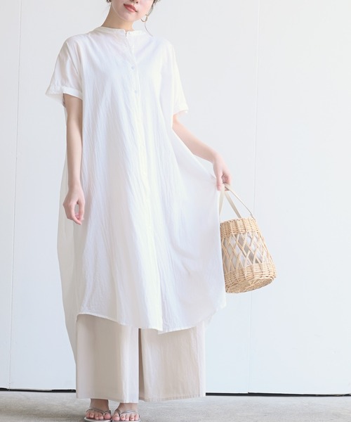 rps(アールピーエス)の「コットンキャンブリックシャツワンピース(シャツワンピース・レディース・チャコールグレー/オフホワイト/ブラック/ベージュ・M)」の6枚目の写真