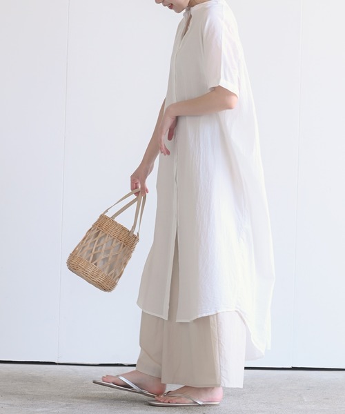 rps(アールピーエス)の「コットンキャンブリックシャツワンピース(シャツワンピース・レディース・チャコールグレー/オフホワイト/ブラック/ベージュ・M)」の7枚目の写真