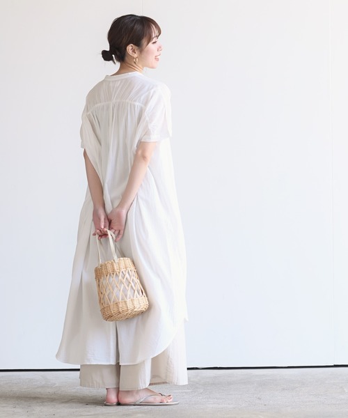 rps(アールピーエス)の「コットンキャンブリックシャツワンピース(シャツワンピース・レディース・チャコールグレー/オフホワイト/ブラック/ベージュ・M)」の8枚目の写真