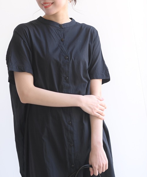 rps(アールピーエス)の「コットンキャンブリックシャツワンピース(シャツワンピース・レディース・チャコールグレー/オフホワイト/ブラック/ベージュ・M)」の18枚目の写真