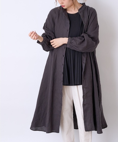 PUAL CE CIN（ピュアルセシン）の「麻／リネンキャンバスワンピース（ワンピース・レディース・オフホワイト/スミクロ/ベージュ/ブルー・FREE）」の2枚目の写真