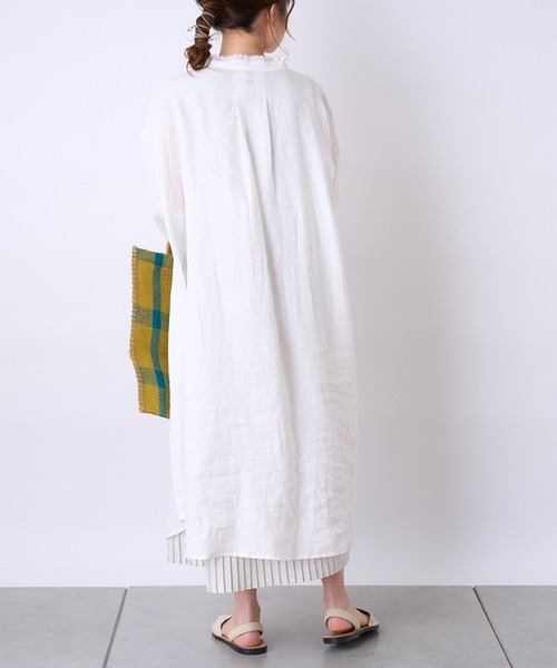 PUAL CE CIN（ピュアルセシン）の「麻／リネンキャンバスワンピース（ワンピース・レディース・オフホワイト/スミクロ/ベージュ/ブルー・FREE）」の16枚目の写真