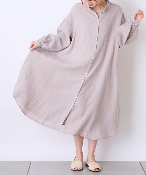 PUAL CE CIN（ピュアルセシン）の「麻／リネンキャンバスワンピース（ワンピース・レディース・オフホワイト/スミクロ/ベージュ/ブルー・FREE）」の17枚目の写真