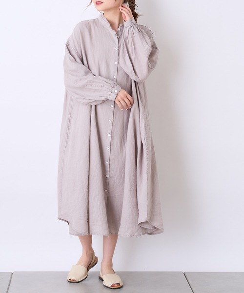 PUAL CE CIN（ピュアルセシン）の「麻／リネンキャンバスワンピース（ワンピース・レディース・オフホワイト/スミクロ/ベージュ/ブルー・FREE）」の18枚目の写真