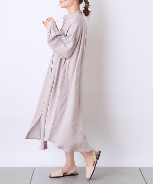 PUAL CE CIN（ピュアルセシン）の「麻／リネンキャンバスワンピース（ワンピース・レディース・オフホワイト/スミクロ/ベージュ/ブルー・FREE）」の19枚目の写真