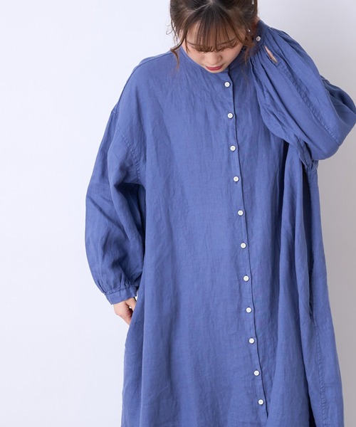 PUAL CE CIN（ピュアルセシン）の「麻／リネンキャンバスワンピース（ワンピース・レディース・オフホワイト/スミクロ/ベージュ/ブルー・FREE）」の21枚目の写真
