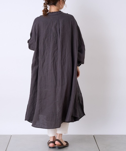 PUAL CE CIN（ピュアルセシン）の「麻／リネンキャンバスワンピース（ワンピース・レディース・オフホワイト/スミクロ/ベージュ/ブルー・FREE）」の5枚目の写真