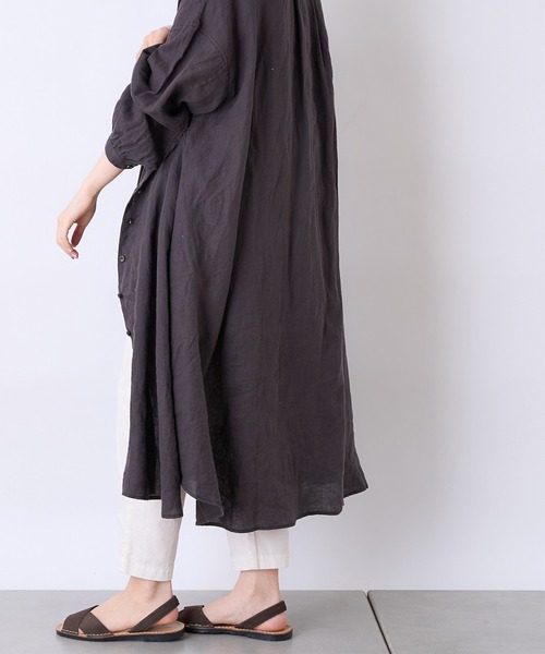 PUAL CE CIN（ピュアルセシン）の「麻／リネンキャンバスワンピース（ワンピース・レディース・オフホワイト/スミクロ/ベージュ/ブルー・FREE）」の6枚目の写真