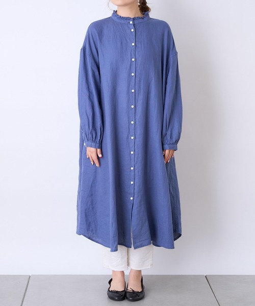 PUAL CE CIN（ピュアルセシン）の「麻／リネンキャンバスワンピース（ワンピース・レディース・オフホワイト/スミクロ/ベージュ/ブルー・FREE）」の7枚目の写真