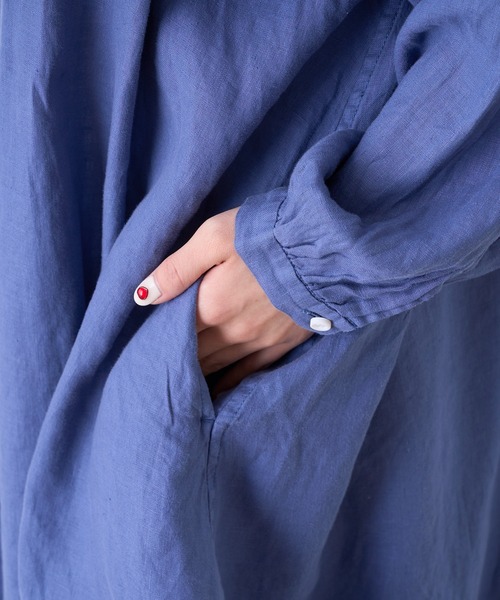 PUAL CE CIN（ピュアルセシン）の「麻／リネンキャンバスワンピース（ワンピース・レディース・オフホワイト/スミクロ/ベージュ/ブルー・FREE）」の12枚目の写真