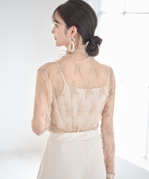 Cookie Chocolate(クッキーチョコレート)の「ハイネックレースシースルートップス(Tシャツ/カットソー・レディース・ベージュ/サックスブルー/アイボリー・MEDIUM)」の14枚目の写真
