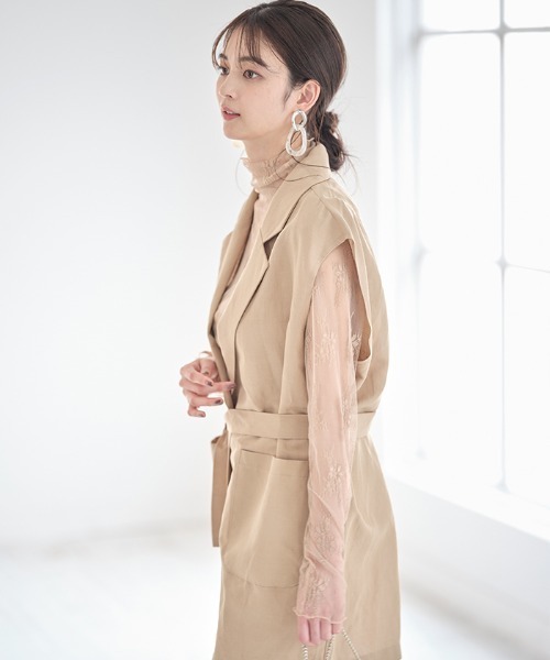 Cookie Chocolate(クッキーチョコレート)の「ハイネックレースシースルートップス(Tシャツ/カットソー・レディース・ベージュ/サックスブルー/アイボリー・MEDIUM)」の16枚目の写真