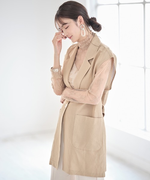 Cookie Chocolate(クッキーチョコレート)の「ハイネックレースシースルートップス(Tシャツ/カットソー・レディース・ベージュ/サックスブルー/アイボリー・MEDIUM)」の8枚目の写真