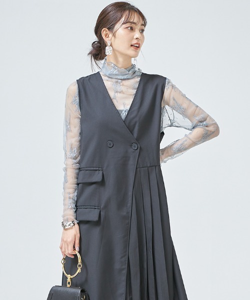 Cookie Chocolate(クッキーチョコレート)の「ハイネックレースシースルートップス(Tシャツ/カットソー・レディース・ベージュ/サックスブルー/アイボリー・MEDIUM)」の6枚目の写真