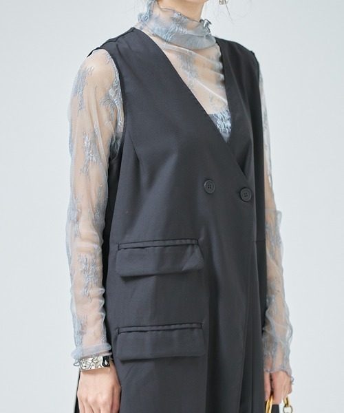 Cookie Chocolate(クッキーチョコレート)の「ハイネックレースシースルートップス(Tシャツ/カットソー・レディース・ベージュ/サックスブルー/アイボリー・MEDIUM)」の11枚目の写真