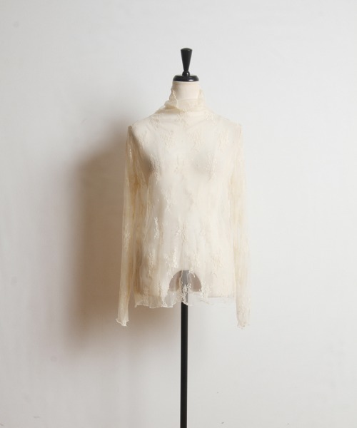 Cookie Chocolate(クッキーチョコレート)の「ハイネックレースシースルートップス(Tシャツ/カットソー・レディース・ベージュ/サックスブルー/アイボリー・MEDIUM)」の18枚目の写真