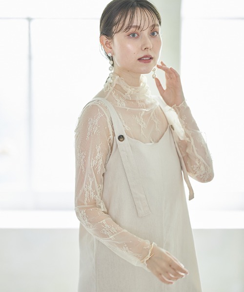 Cookie Chocolate(クッキーチョコレート)の「ハイネックレースシースルートップス(Tシャツ/カットソー・レディース・ベージュ/サックスブルー/アイボリー・MEDIUM)」の21枚目の写真