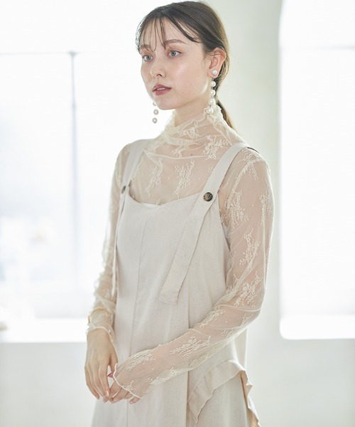 Cookie Chocolate(クッキーチョコレート)の「ハイネックレースシースルートップス(Tシャツ/カットソー・レディース・ベージュ/サックスブルー/アイボリー・MEDIUM)」の20枚目の写真