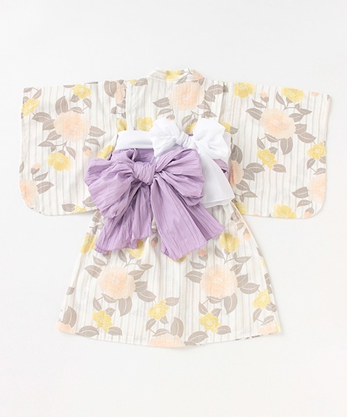 petit main（プティマイン）の「レトロ花柄浴衣（浴衣・キッズ・レッド/ライトピンク・120cm/130cm/90cm/110cm/100cm）」の3枚目の写真