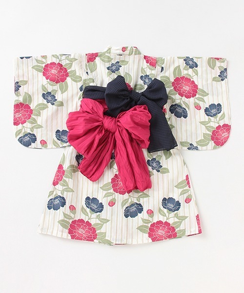 petit main（プティマイン）の「レトロ花柄浴衣（浴衣・キッズ・レッド/ライトピンク・120cm/130cm/90cm/110cm/100cm）」の4枚目の写真