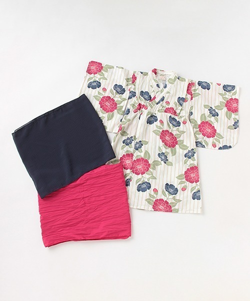 petit main（プティマイン）の「レトロ花柄浴衣（浴衣・キッズ・レッド/ライトピンク・120cm/130cm/90cm/110cm/100cm）」の5枚目の写真