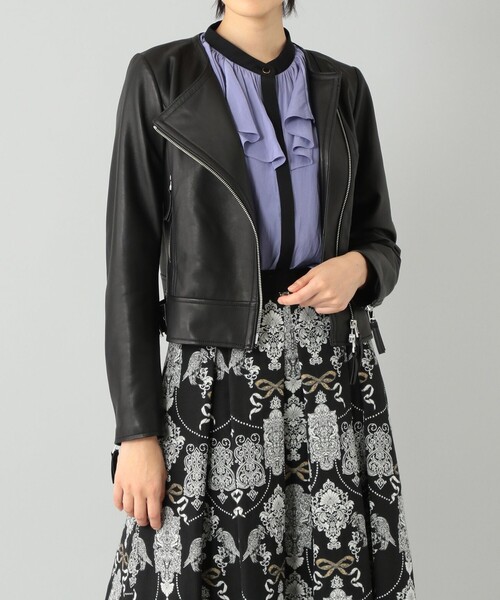 GRACE CONTINENTAL（グレースコンチネンタル）の「レースアップライダースジャケット（ライダースジャケット・レディース・ブラック/ベージュ/ブラウン・38/36）」の2枚目の写真