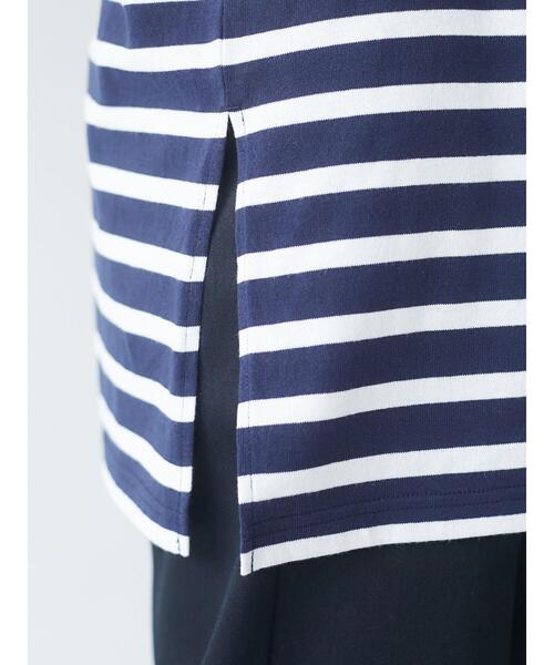 Green　Parks（グリーンパークス）の「2Way 襟×ボーダーチュニック＊（Tシャツ/カットソー・レディース・ライトブルー/ベージュ/ネイビー・FREE）」の11枚目の写真