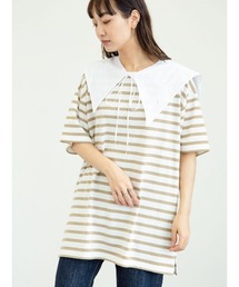 Green　Parks | 2Way 襟×ボーダーチュニック＊(Tシャツ/カットソー)