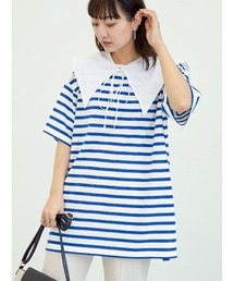 Green　Parks | 2Way 襟×ボーダーチュニック＊(Tシャツ/カットソー)