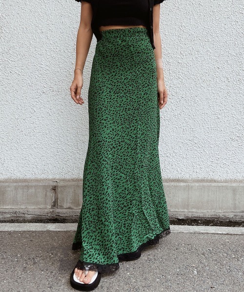 esutoreja（エストレジャ）の「レオパードレースマーメイドスカート（スカート・レディース・ベージュ/グリーン・FREE）」の4枚目の写真
