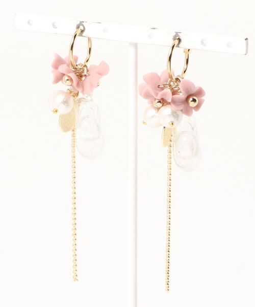 tone(トーン)の「【Sunny days】flower&heart pierce(ピアス(両耳用)・レディース・ピンク/グリーン/クリア・FREE)」の1枚目の写真