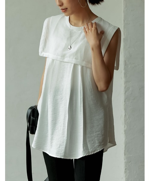 Re:EDIT（リエディ）の「前後2WAYシアービッグカラークレープブラウス（シャツ/ブラウス・レディース・ブラック/ホワイト/テラコッタ・MEDIUM）」の2枚目の写真