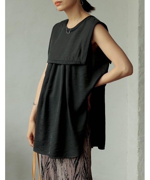 Re:EDIT（リエディ）の「前後2WAYシアービッグカラークレープブラウス（シャツ/ブラウス・レディース・ブラック/ホワイト/テラコッタ・MEDIUM）」の3枚目の写真