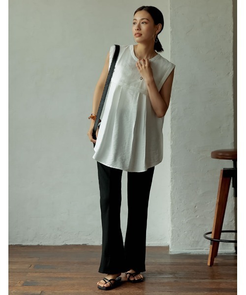 Re:EDIT（リエディ）の「前後2WAYシアービッグカラークレープブラウス（シャツ/ブラウス・レディース・ブラック/ホワイト/テラコッタ・MEDIUM）」の4枚目の写真