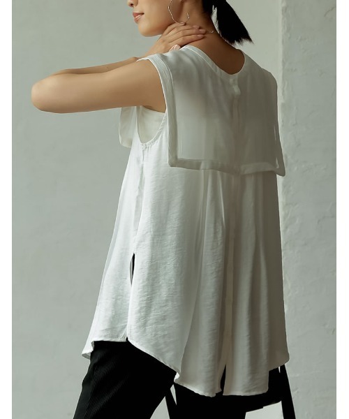 Re:EDIT（リエディ）の「前後2WAYシアービッグカラークレープブラウス（シャツ/ブラウス・レディース・ブラック/ホワイト/テラコッタ・MEDIUM）」の6枚目の写真