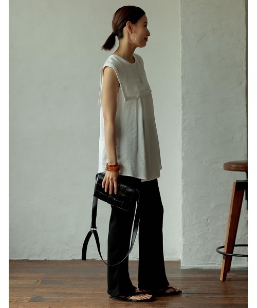 Re:EDIT（リエディ）の「前後2WAYシアービッグカラークレープブラウス（シャツ/ブラウス・レディース・ブラック/ホワイト/テラコッタ・MEDIUM）」の7枚目の写真