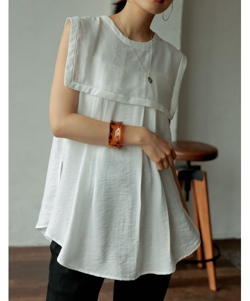 Re:EDIT（リエディ）の「前後2WAYシアービッグカラークレープブラウス（シャツ/ブラウス・レディース・ブラック/ホワイト/テラコッタ・MEDIUM）」の8枚目の写真