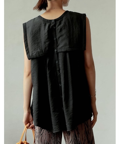 Re:EDIT（リエディ）の「前後2WAYシアービッグカラークレープブラウス（シャツ/ブラウス・レディース・ブラック/ホワイト/テラコッタ・MEDIUM）」の17枚目の写真